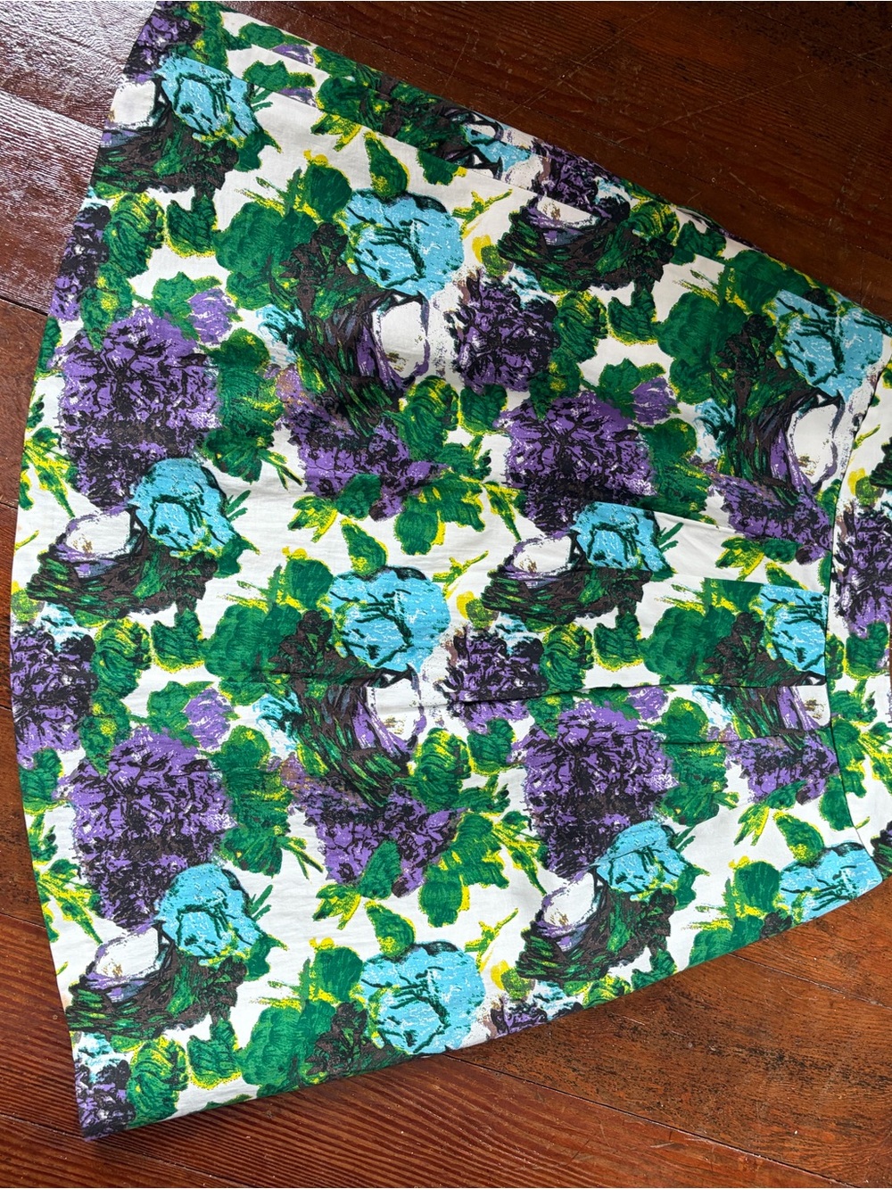 Ann Taylor Floral Print Pencil Skirt in White, Green, Purple, Blue